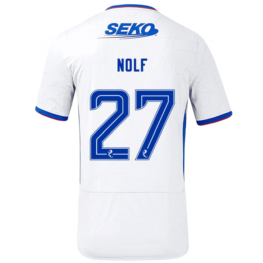 Niño Fútbol Camiseta Madeline Nolf #27 Blanco Azul 2ª Equipación 2024/25