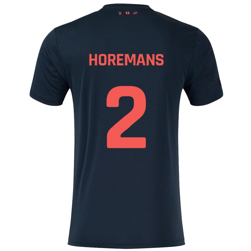 Niño Fútbol Camiseta Siebe Horemans #2 Negro Rojo 2ª Equipación 2024/25