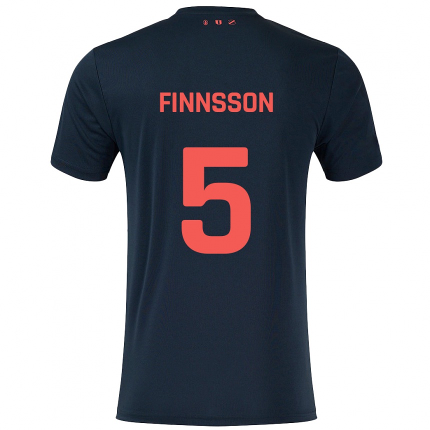 Niño Fútbol Camiseta Kolbeinn Finnsson #5 Negro Rojo 2ª Equipación 2024/25