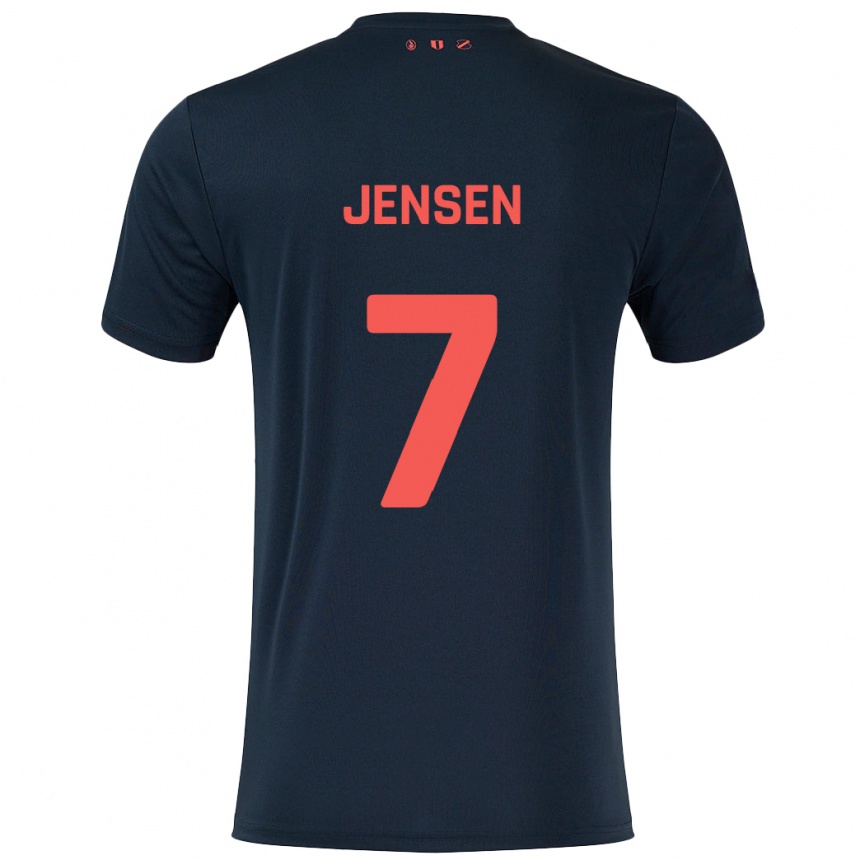 Niño Fútbol Camiseta Victor Jensen #7 Negro Rojo 2ª Equipación 2024/25