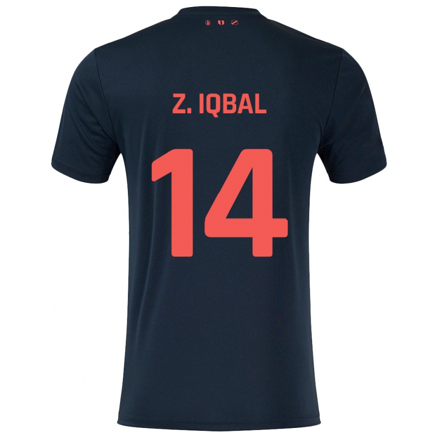 Niño Fútbol Camiseta Zidane Iqbal #14 Negro Rojo 2ª Equipación 2024/25