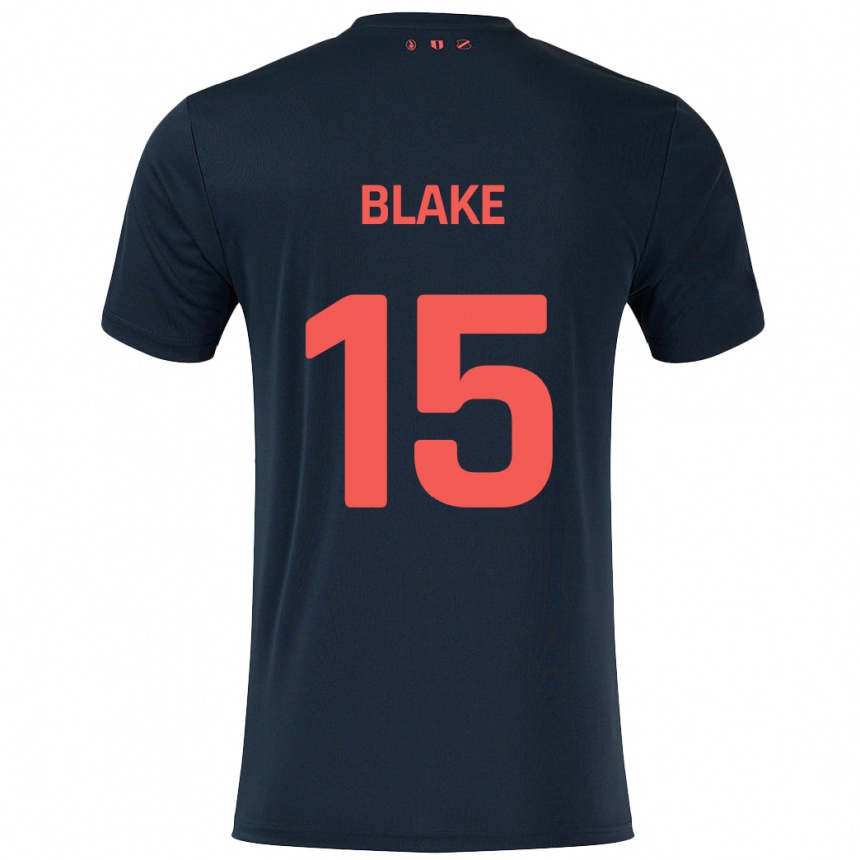 Niño Fútbol Camiseta Adrian Blake #15 Negro Rojo 2ª Equipación 2024/25