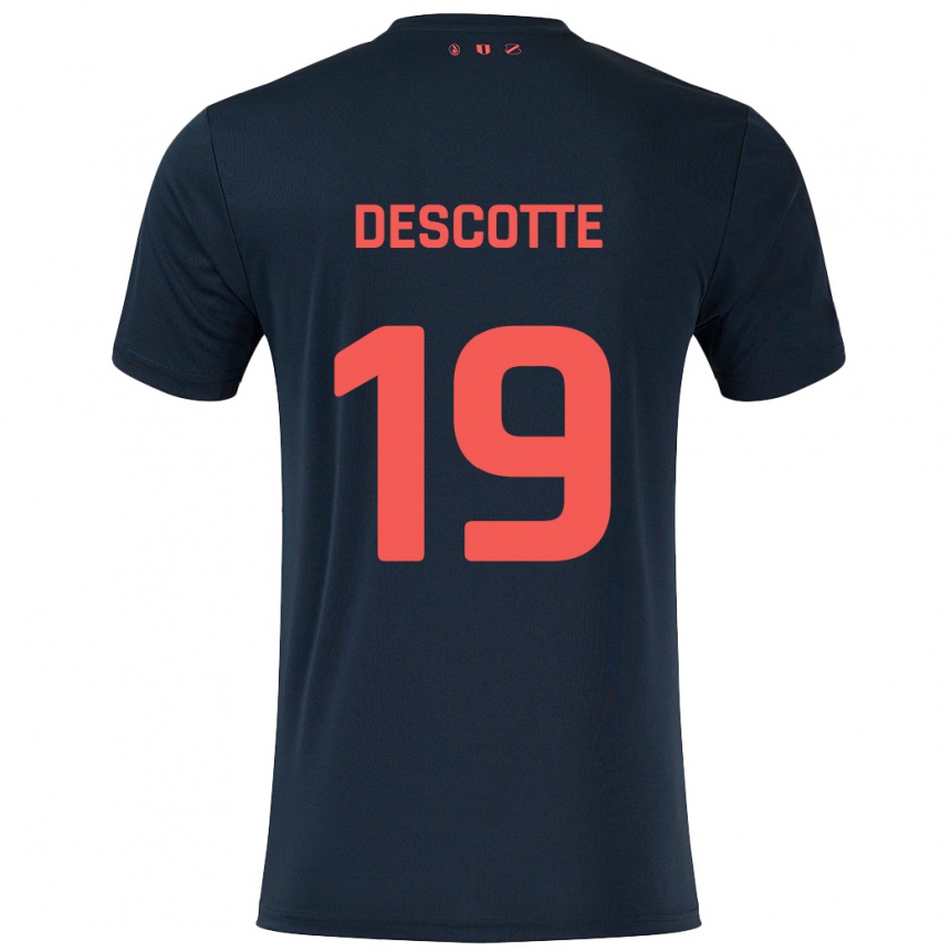 Niño Fútbol Camiseta Anthony Descotte #19 Negro Rojo 2ª Equipación 2024/25