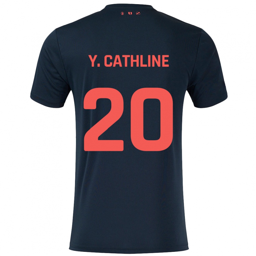 Niño Fútbol Camiseta Yoann Cathline #20 Negro Rojo 2ª Equipación 2024/25