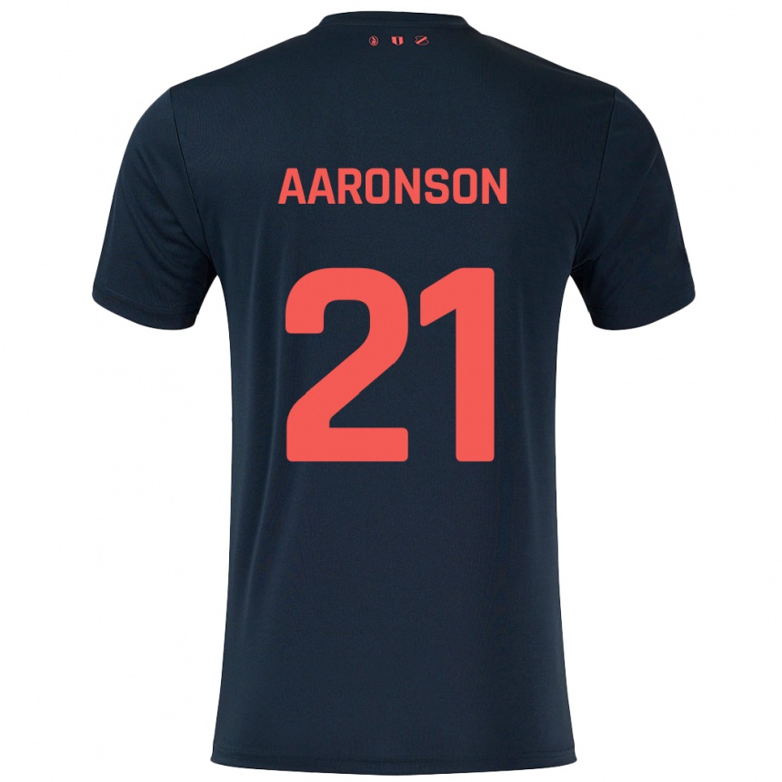 Niño Fútbol Camiseta Paxten Aaronson #21 Negro Rojo 2ª Equipación 2024/25