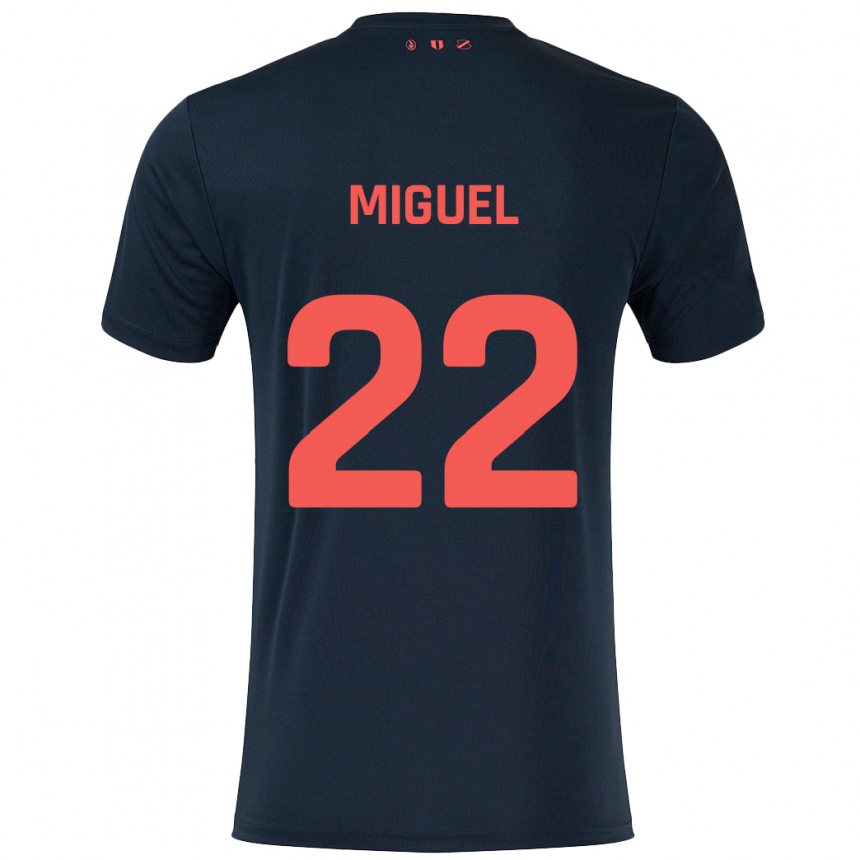 Niño Fútbol Camiseta Miguel Rodríguez #22 Negro Rojo 2ª Equipación 2024/25