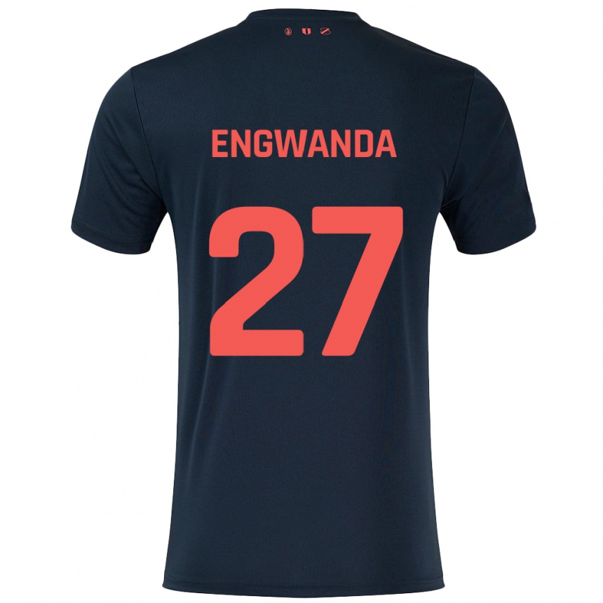 Niño Fútbol Camiseta Alonzo Engwanda #27 Negro Rojo 2ª Equipación 2024/25