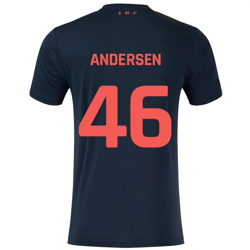 Niño Fútbol Camiseta Silas Andersen #46 Negro Rojo 2ª Equipación 2024/25