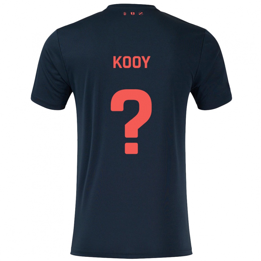 Niño Fútbol Camiseta Wessel Kooy #0 Negro Rojo 2ª Equipación 2024/25