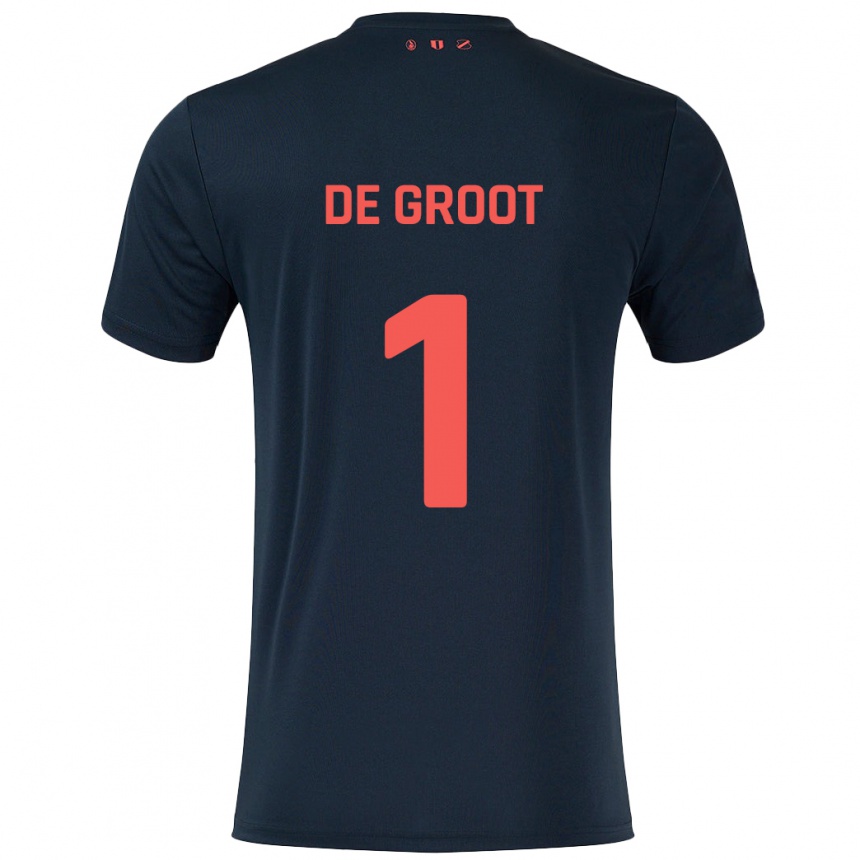 Niño Fútbol Camiseta Jasmijn De Groot #1 Negro Rojo 2ª Equipación 2024/25