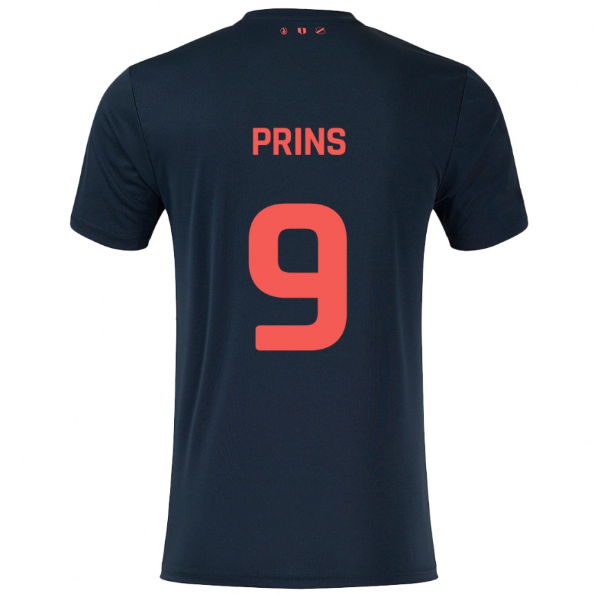 Niño Fútbol Camiseta Femke Prins #9 Negro Rojo 2ª Equipación 2024/25