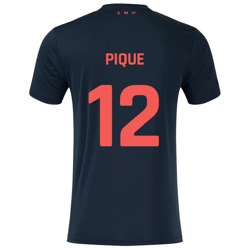 Niño Fútbol Camiseta Naomi Piqué #12 Negro Rojo 2ª Equipación 2024/25