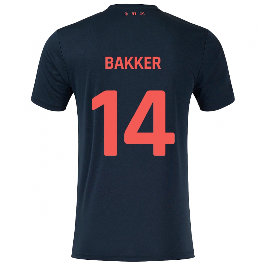 Niño Fútbol Camiseta Eshly Bakker #14 Negro Rojo 2ª Equipación 2024/25