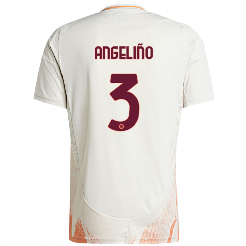 Niño Fútbol Camiseta Angeliño #3 Crema Blanco Naranja 2ª Equipación 2024/25