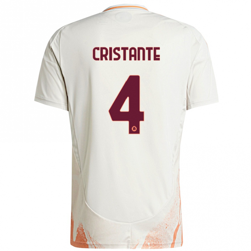 Niño Fútbol Camiseta Bryan Cristante #4 Crema Blanco Naranja 2ª Equipación 2024/25