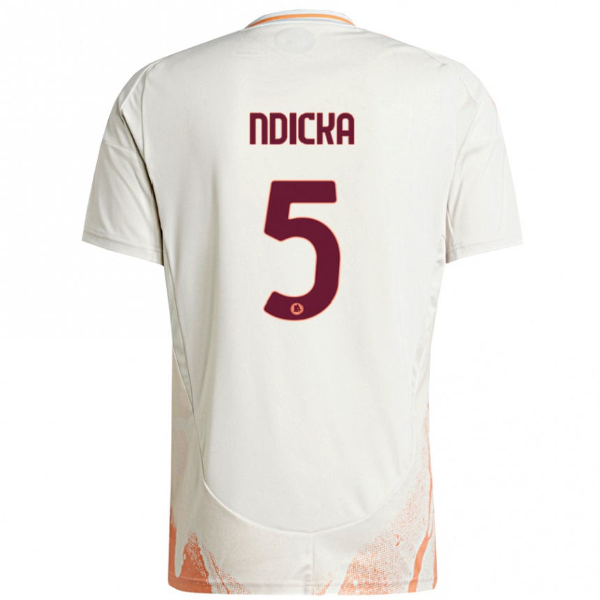 Niño Fútbol Camiseta Evan Ndicka #5 Crema Blanco Naranja 2ª Equipación 2024/25