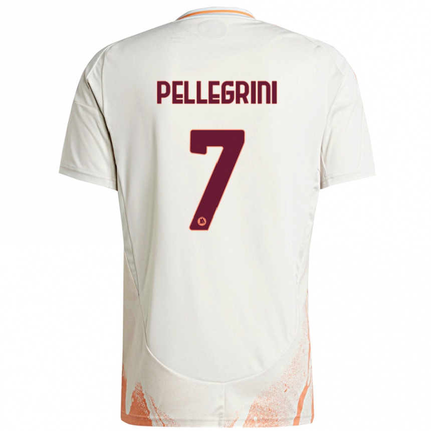 Niño Fútbol Camiseta Lorenzo Pellegrini #7 Crema Blanco Naranja 2ª Equipación 2024/25