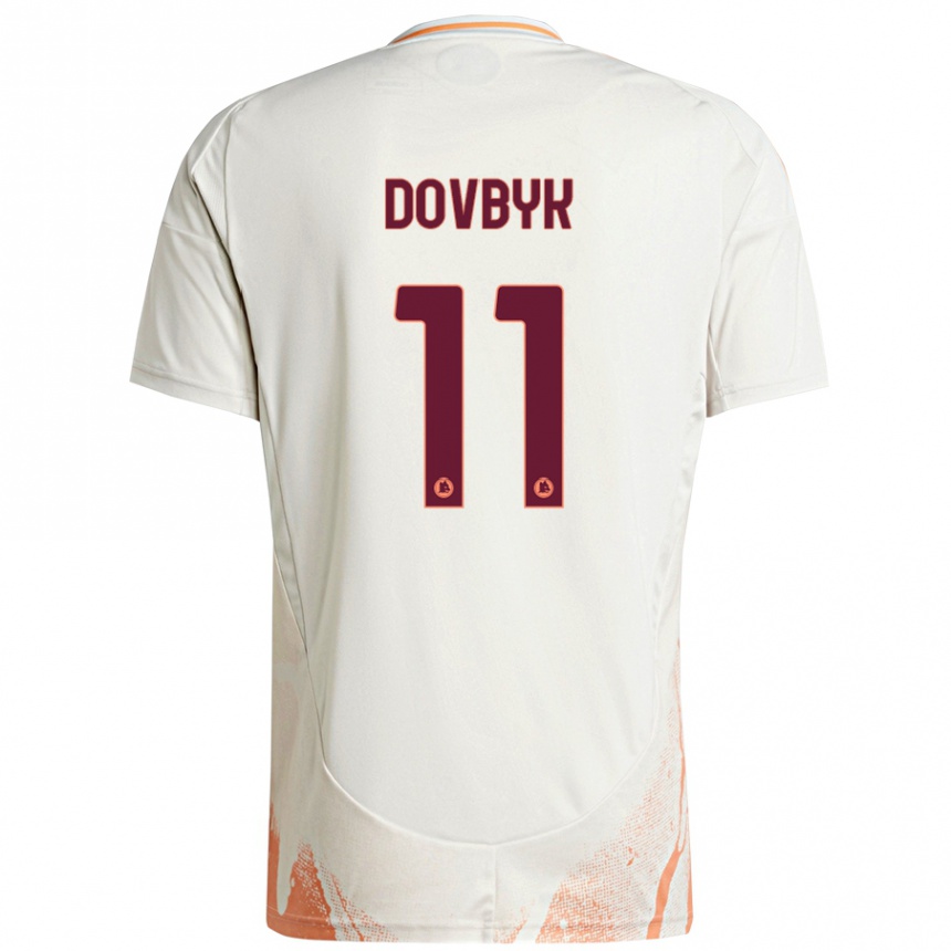 Niño Fútbol Camiseta Artem Dovbyk #11 Crema Blanco Naranja 2ª Equipación 2024/25