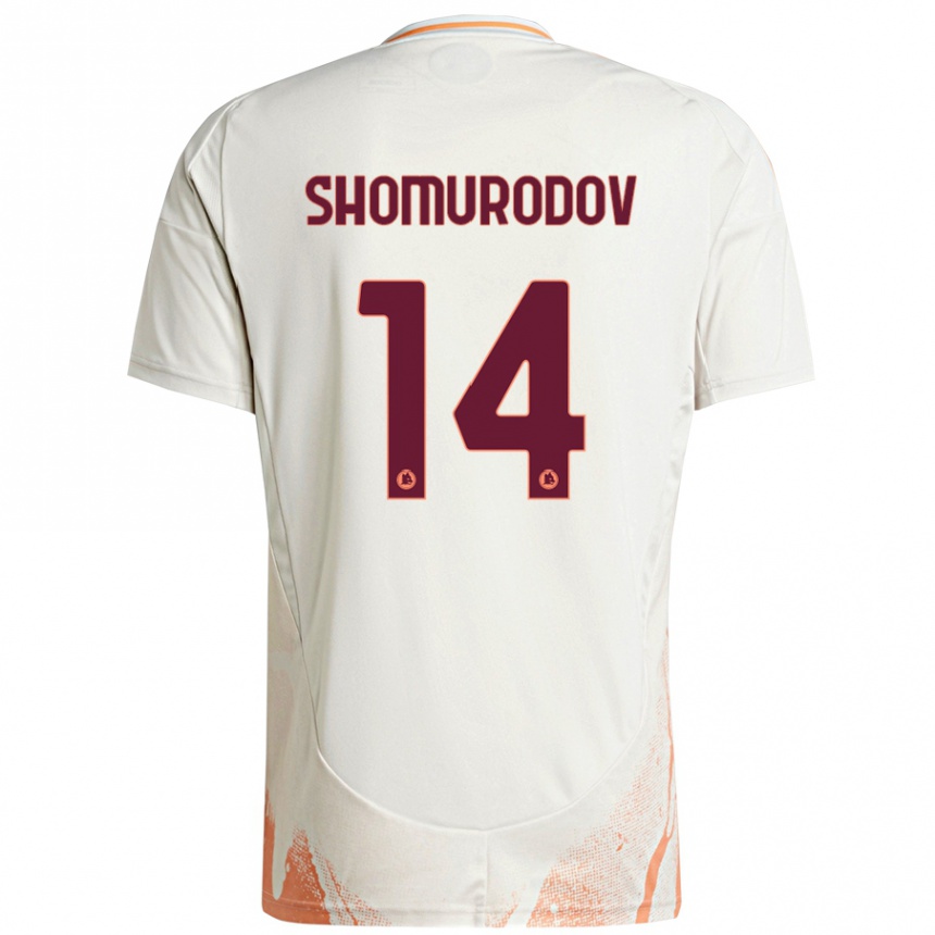 Niño Fútbol Camiseta Eldor Shomurodov #14 Crema Blanco Naranja 2ª Equipación 2024/25