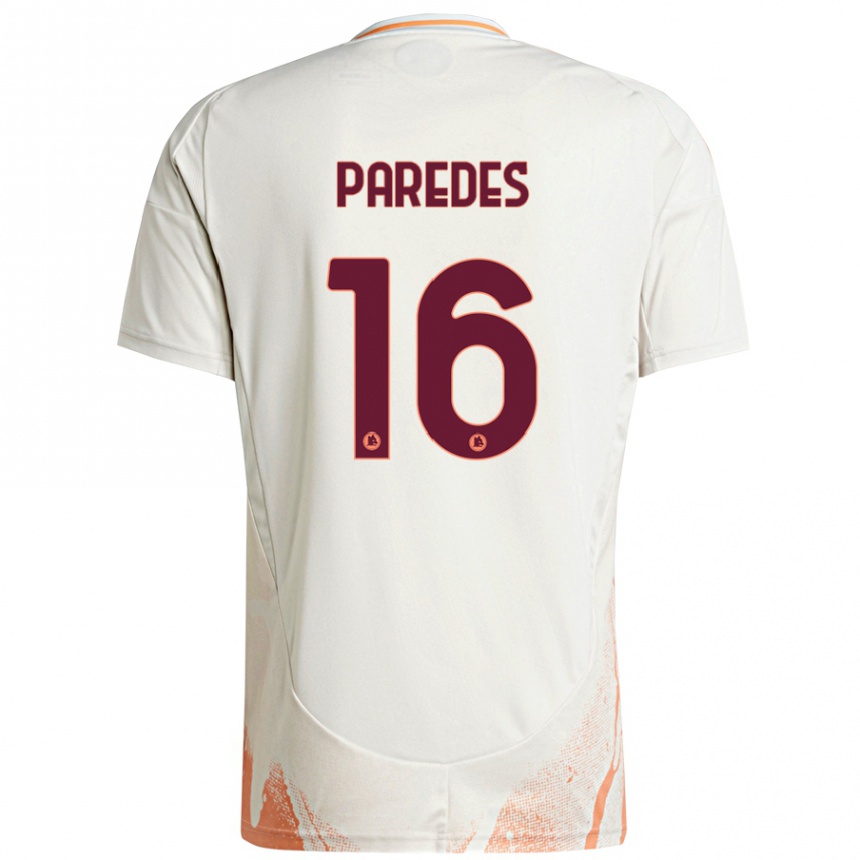 Niño Fútbol Camiseta Leandro Paredes #16 Crema Blanco Naranja 2ª Equipación 2024/25