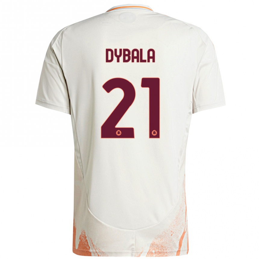 Niño Fútbol Camiseta Paulo Dybala #21 Crema Blanco Naranja 2ª Equipación 2024/25