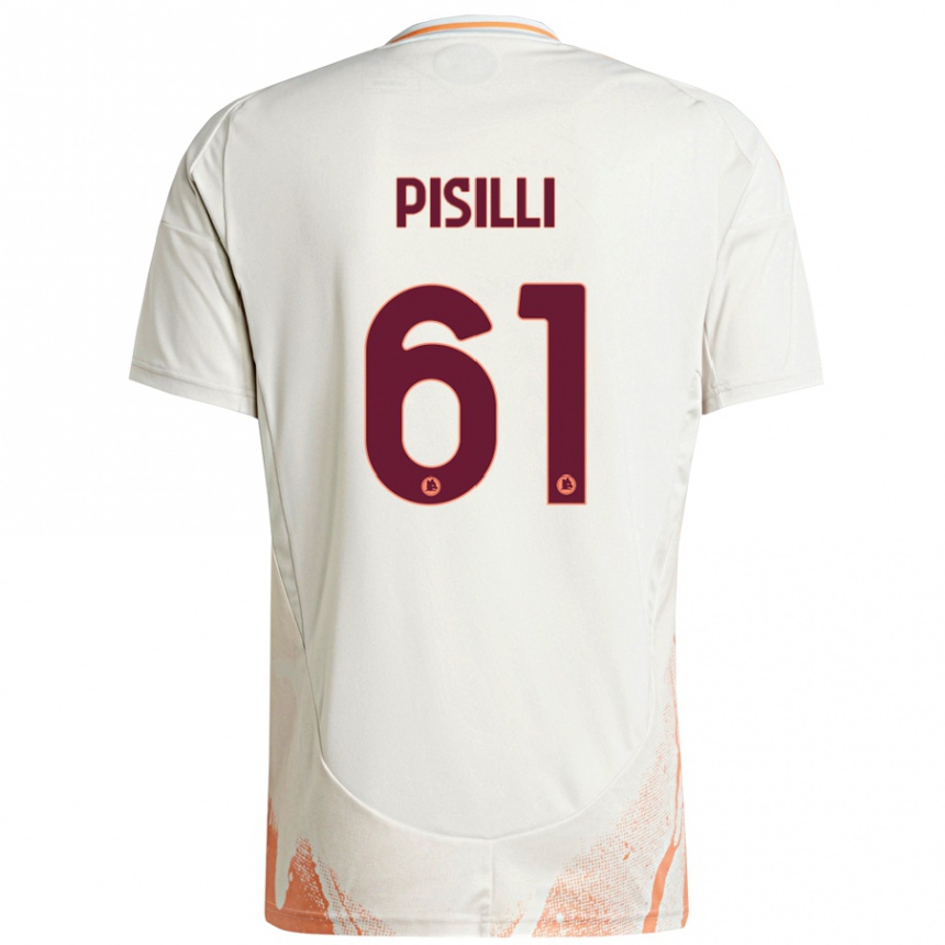 Niño Fútbol Camiseta Niccolò Pisilli #61 Crema Blanco Naranja 2ª Equipación 2024/25