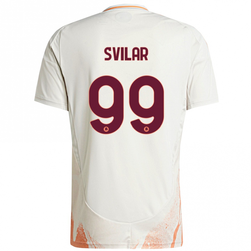 Niño Fútbol Camiseta Mile Svilar #99 Crema Blanco Naranja 2ª Equipación 2024/25