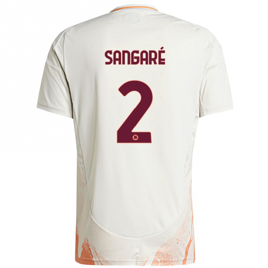 Niño Fútbol Camiseta Buba Sangaré #2 Crema Blanco Naranja 2ª Equipación 2024/25