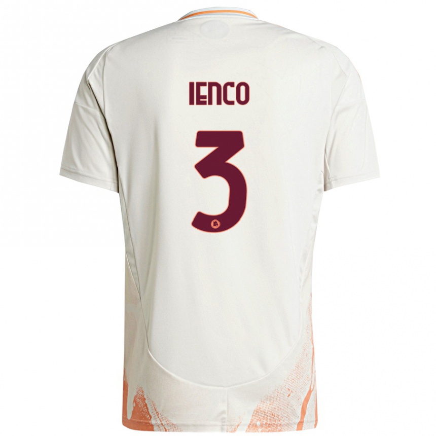 Niño Fútbol Camiseta Simone Ienco #3 Crema Blanco Naranja 2ª Equipación 2024/25