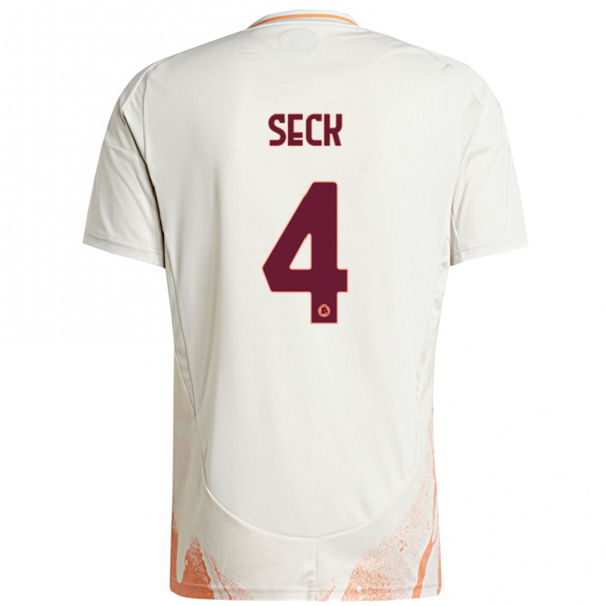 Niño Fútbol Camiseta Mohamed Seck #4 Crema Blanco Naranja 2ª Equipación 2024/25