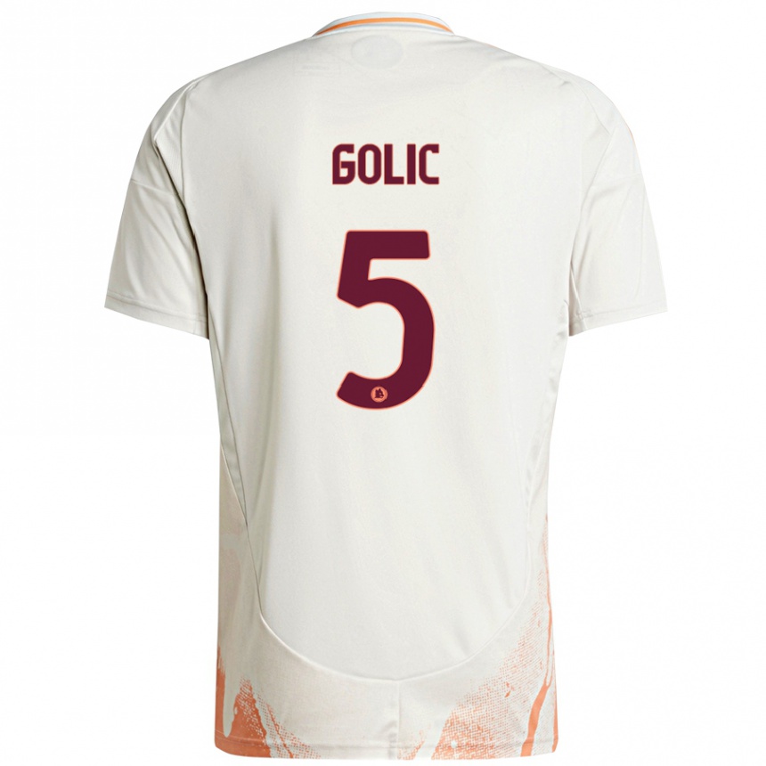 Niño Fútbol Camiseta Lovro Golic #5 Crema Blanco Naranja 2ª Equipación 2024/25