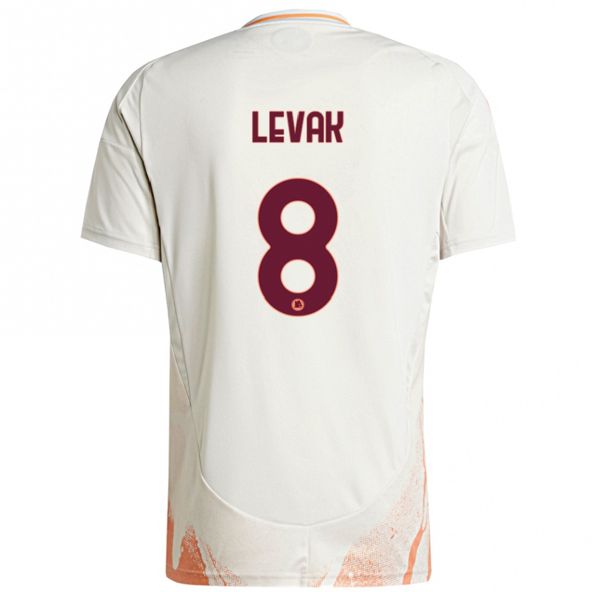 Niño Fútbol Camiseta Sergej Levak #8 Crema Blanco Naranja 2ª Equipación 2024/25