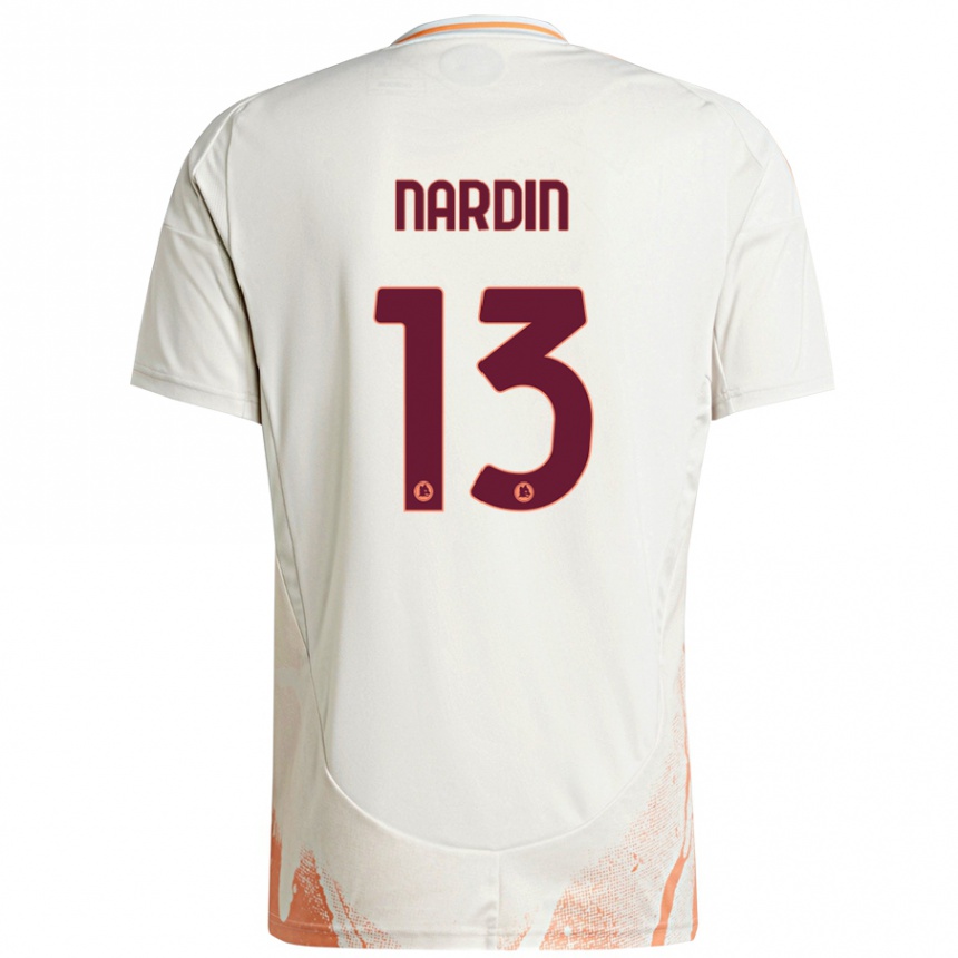 Niño Fútbol Camiseta Federico Nardin #13 Crema Blanco Naranja 2ª Equipación 2024/25