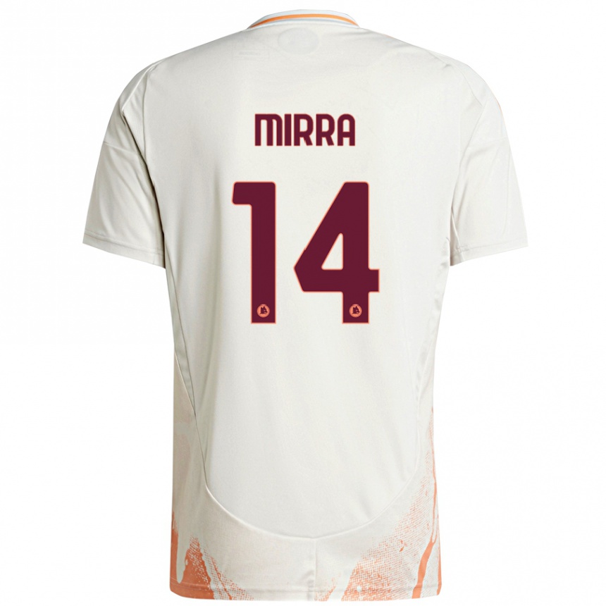 Niño Fútbol Camiseta Jacopo Mirra #14 Crema Blanco Naranja 2ª Equipación 2024/25