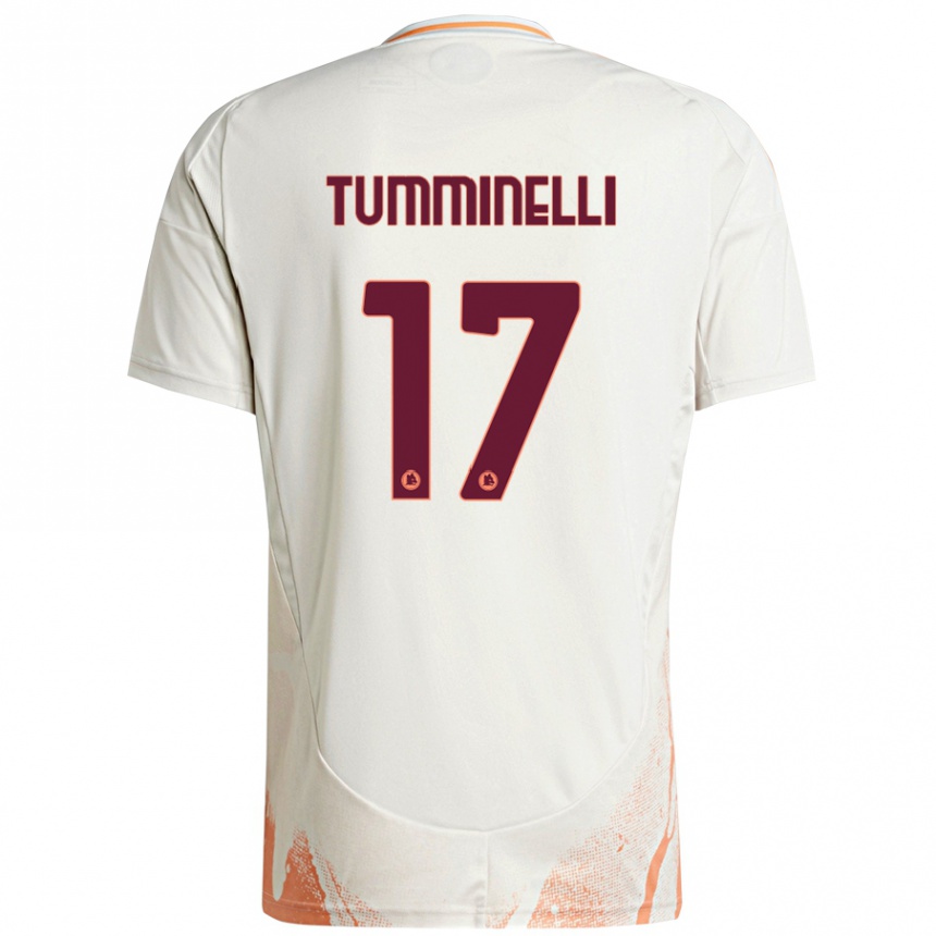 Niño Fútbol Camiseta Gianmarco Tumminelli #17 Crema Blanco Naranja 2ª Equipación 2024/25