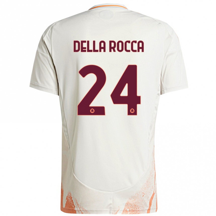 Niño Fútbol Camiseta Mattia Della Rocca #24 Crema Blanco Naranja 2ª Equipación 2024/25