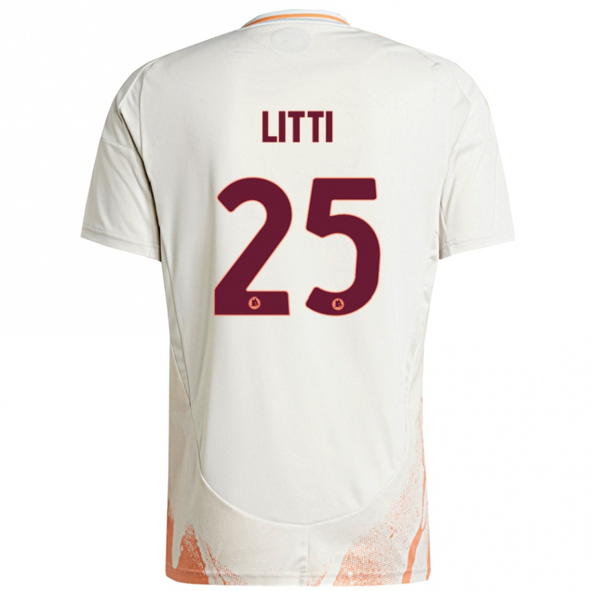 Niño Fútbol Camiseta Marco Litti #25 Crema Blanco Naranja 2ª Equipación 2024/25