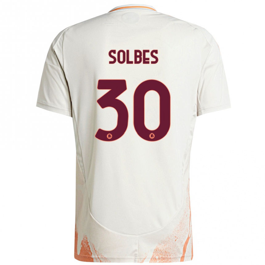 Niño Fútbol Camiseta Ricardo Solbes #30 Crema Blanco Naranja 2ª Equipación 2024/25