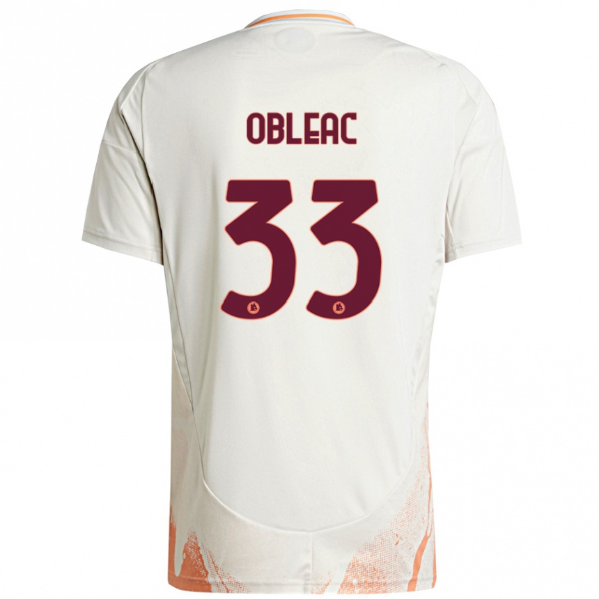 Niño Fútbol Camiseta Matteo Obleac #33 Crema Blanco Naranja 2ª Equipación 2024/25