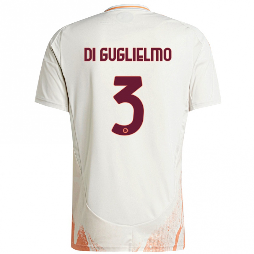 Niño Fútbol Camiseta Lucia Di Guglielmo #3 Crema Blanco Naranja 2ª Equipación 2024/25