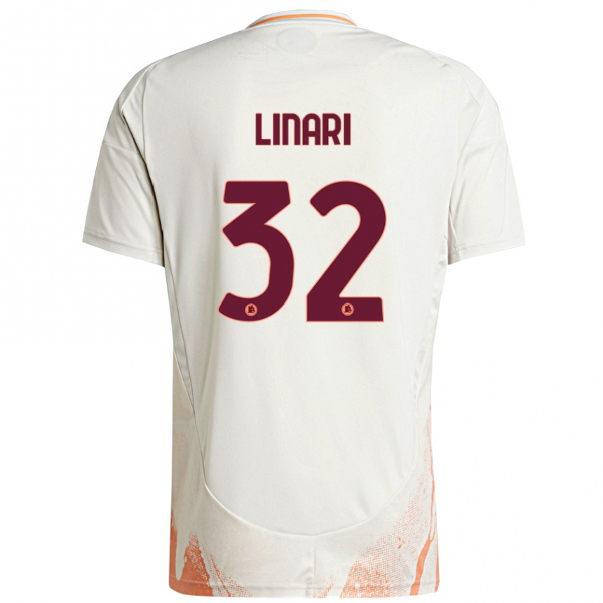 Niño Fútbol Camiseta Elena Linari #32 Crema Blanco Naranja 2ª Equipación 2024/25