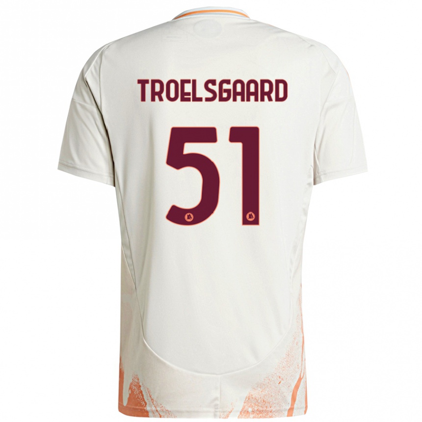 Niño Fútbol Camiseta Sanne Troelsgaard #51 Crema Blanco Naranja 2ª Equipación 2024/25