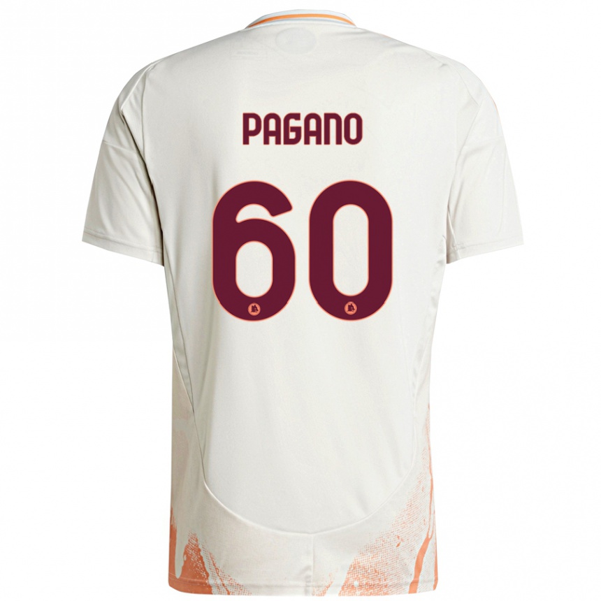 Niño Fútbol Camiseta Riccardo Pagano #60 Crema Blanco Naranja 2ª Equipación 2024/25