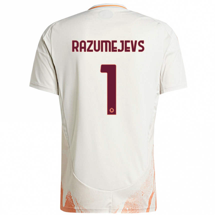 Niño Fútbol Camiseta Vladislavs Razumejevs #1 Crema Blanco Naranja 2ª Equipación 2024/25