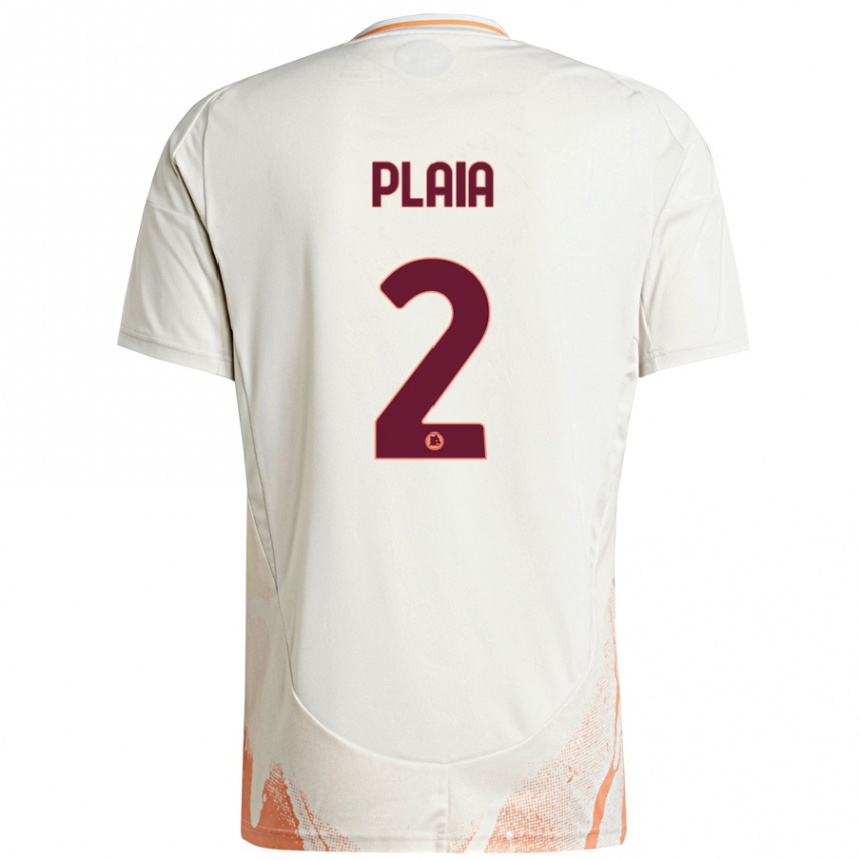 Niño Fútbol Camiseta Matteo Plaia #2 Crema Blanco Naranja 2ª Equipación 2024/25