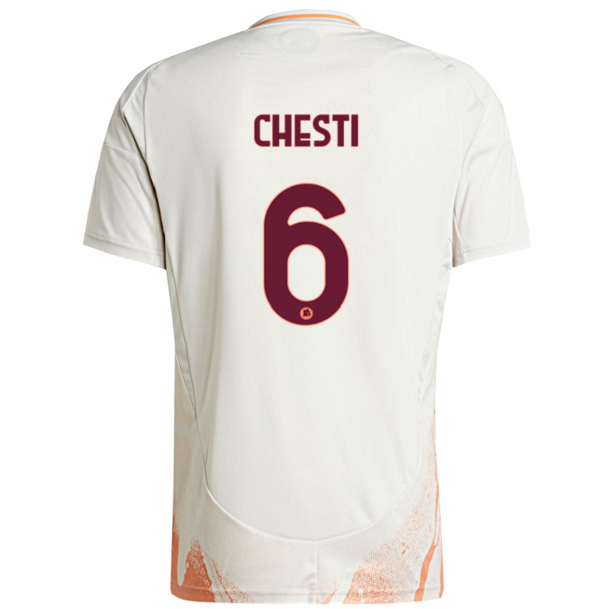 Niño Fútbol Camiseta Francesco Chesti #6 Crema Blanco Naranja 2ª Equipación 2024/25