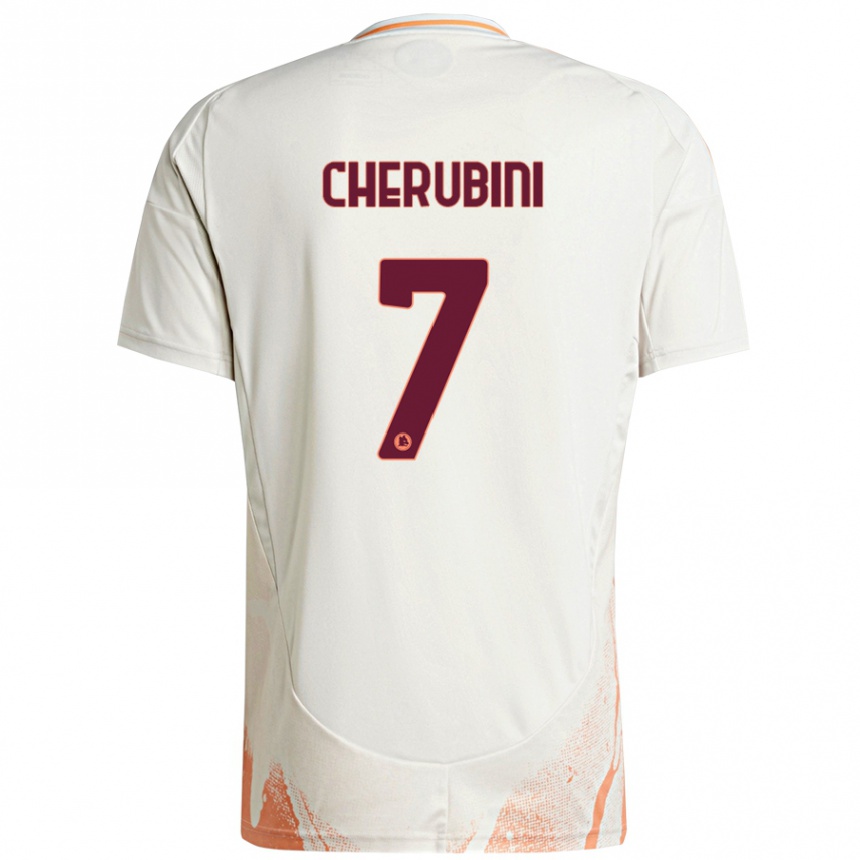 Niño Fútbol Camiseta Luigi Cherubini #7 Crema Blanco Naranja 2ª Equipación 2024/25