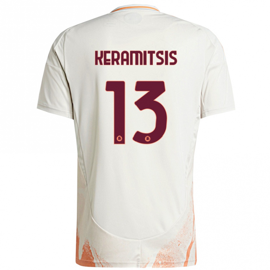 Niño Fútbol Camiseta Dimitrios Keramitsis #13 Crema Blanco Naranja 2ª Equipación 2024/25