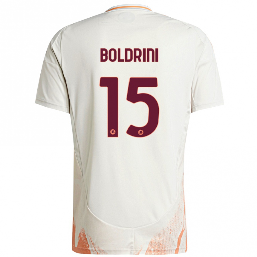 Niño Fútbol Camiseta Mattia Boldrini #15 Crema Blanco Naranja 2ª Equipación 2024/25