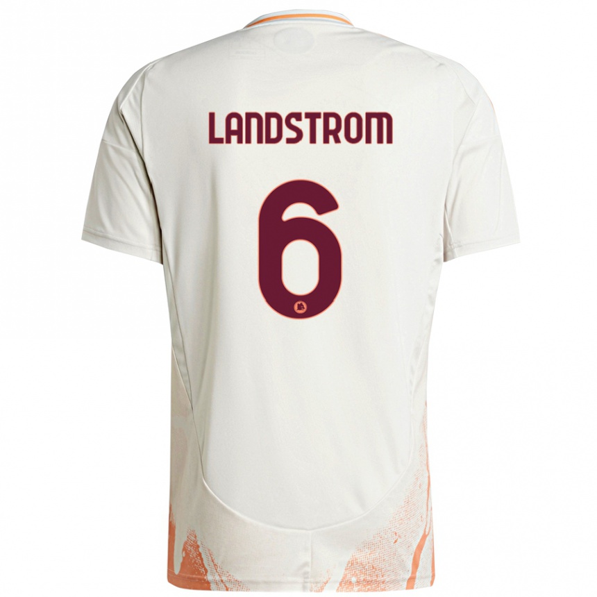 Niño Fútbol Camiseta Elin Landstrom #6 Crema Blanco Naranja 2ª Equipación 2024/25